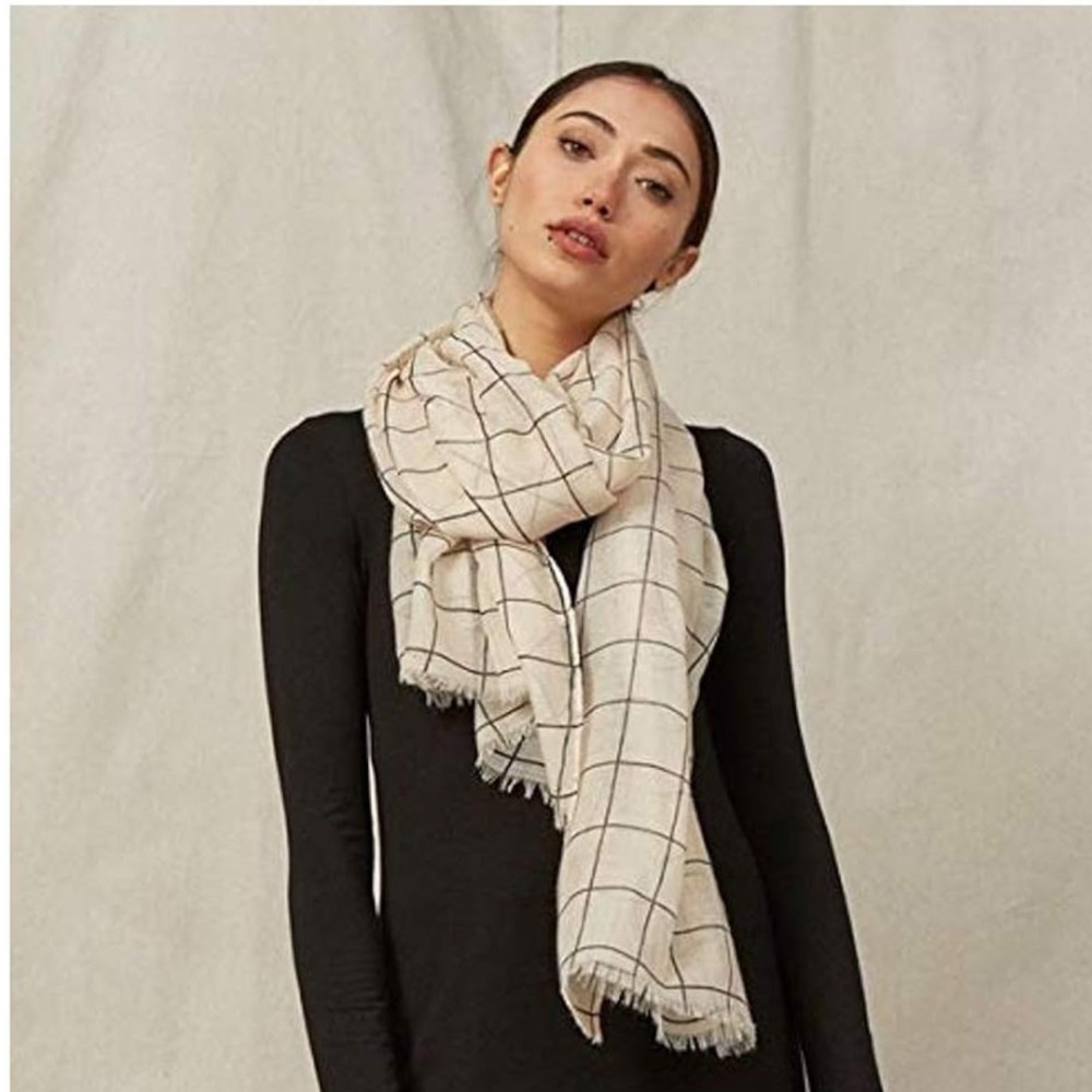 Rachel Pally Cream Grid Scarf
